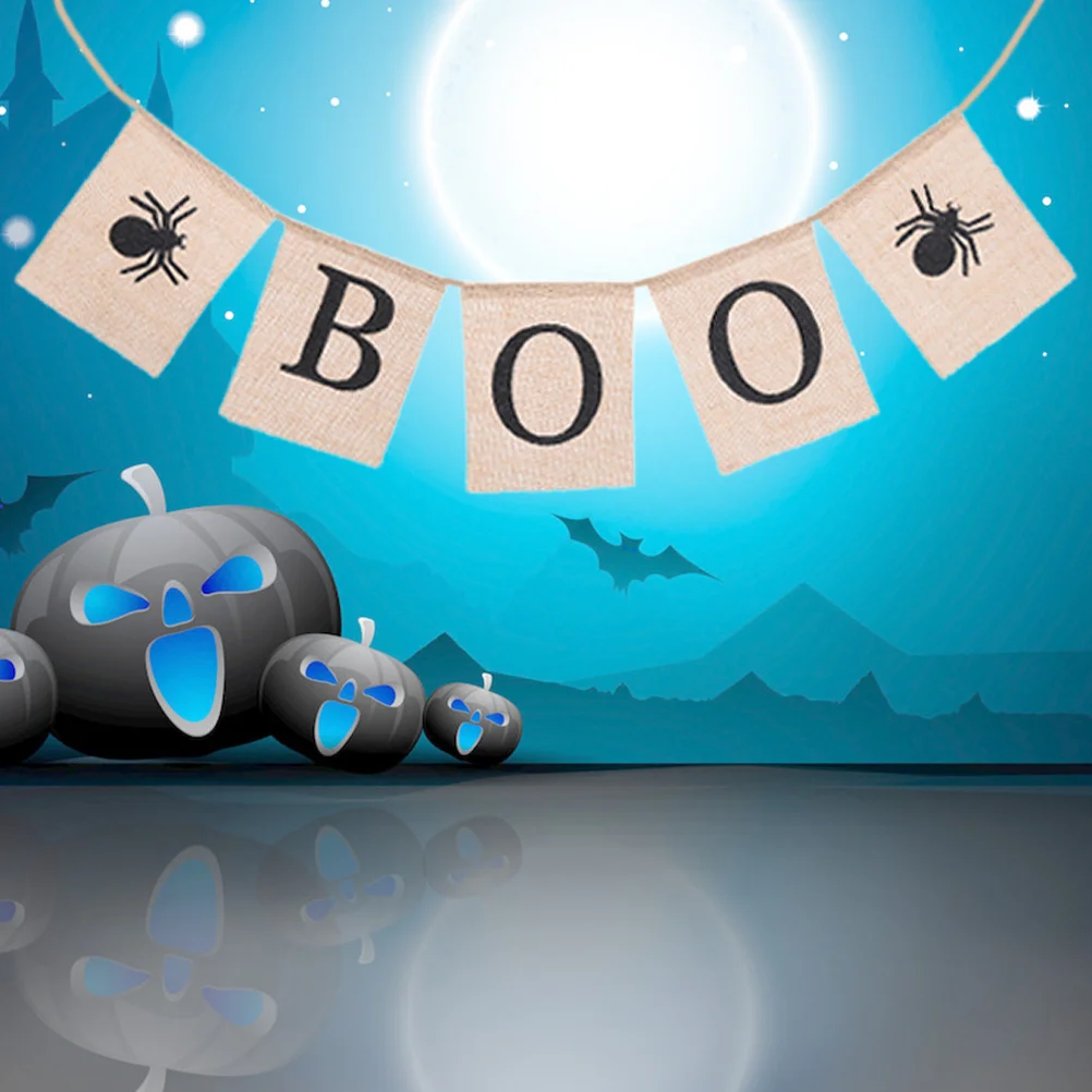 

Spider Bunting Garland Linen Halloween Flags Waterproof For Indoor Outdoor Party Decoration Halloween Flags Bunting Banner