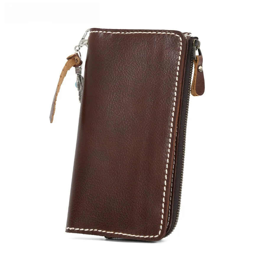 New Men's Wallet Multi-card Leather Change Bag Ultra-thin First-layer Cowhide Zipper Card Clip