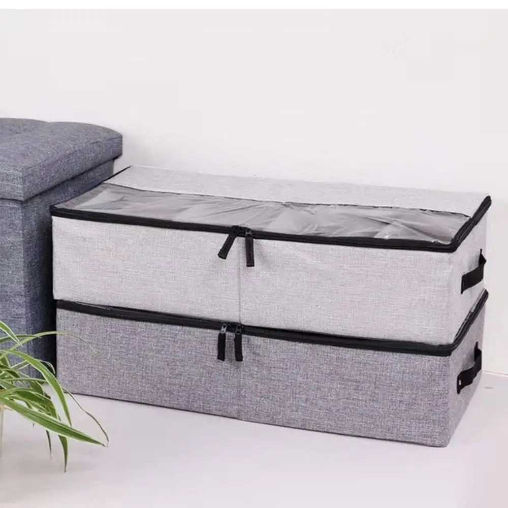 

Useful Divider Cotton Linen Shoe Box Foldable Adjustable Under Bed Storage Box Large Capacity Detachable Shoe Storage Box Home