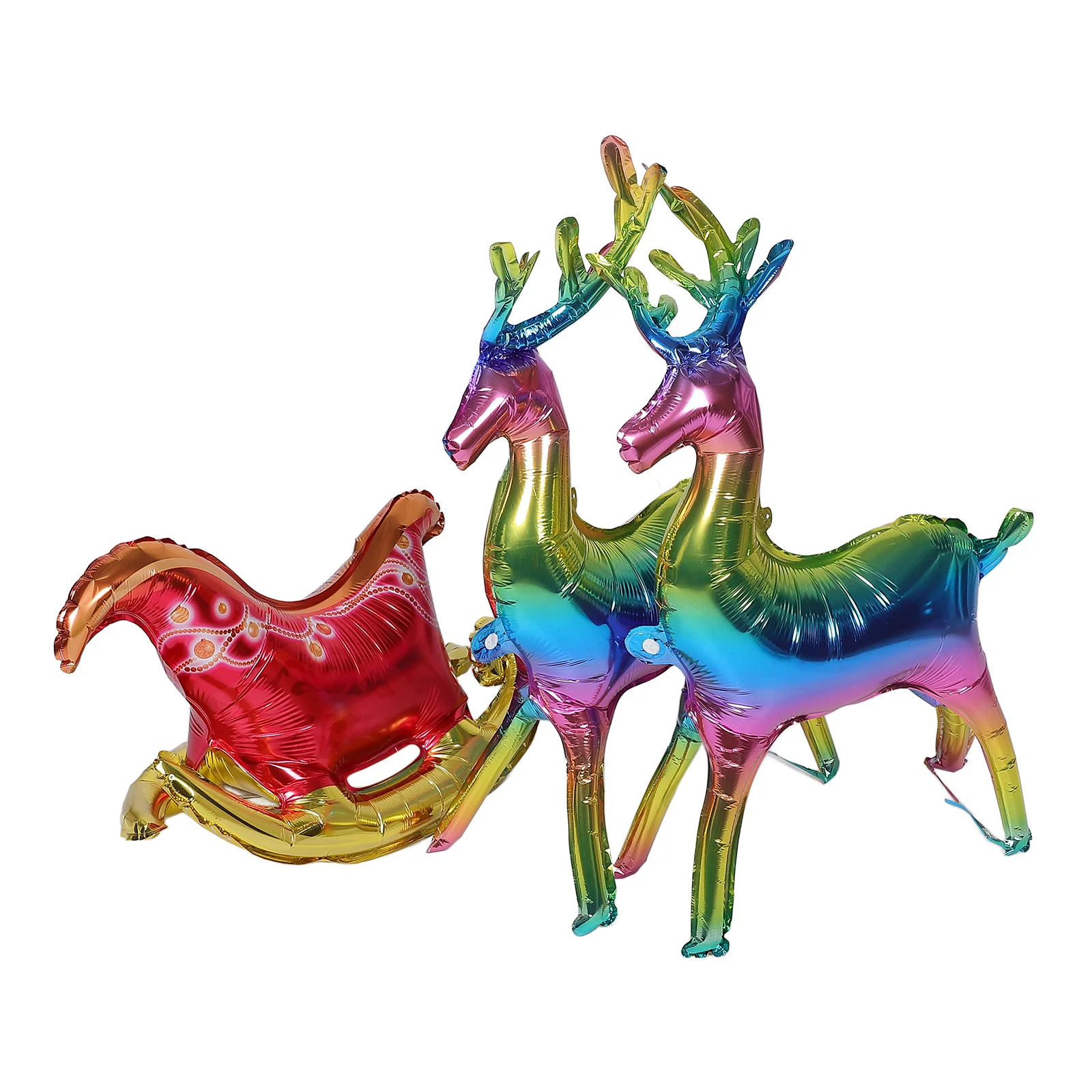 

1Set Christmas Reindeer Sleigh Balloon Aluminum Foil 3D Realistic Design Xmas Party Balloon Decoration Winter Holiday Supplies