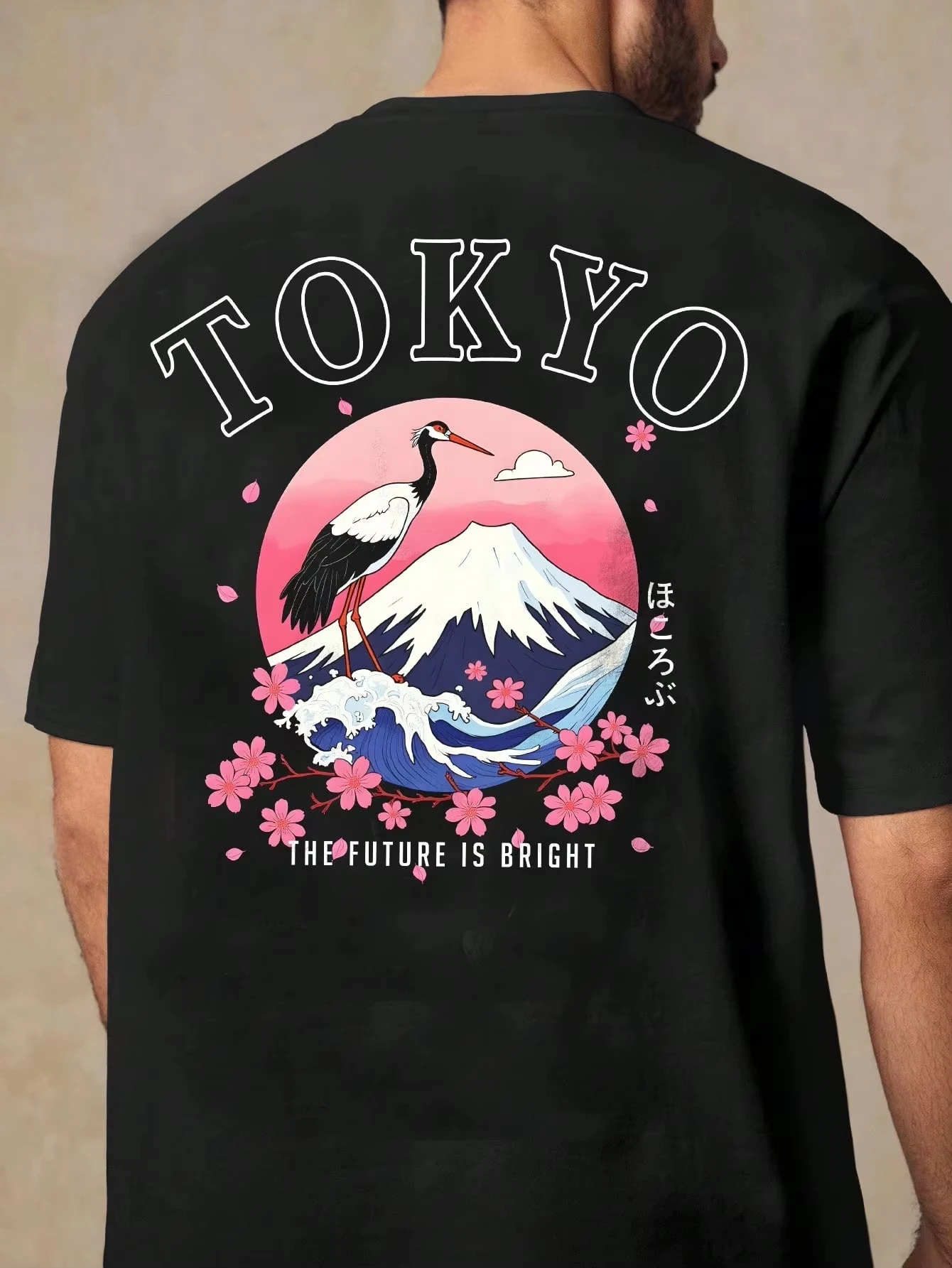 

2025 Summer New Fashion Tokyo Snow Hill Print Graphic T-shirt Men's Short Sleeve T-shirt High Quality Street Wear
