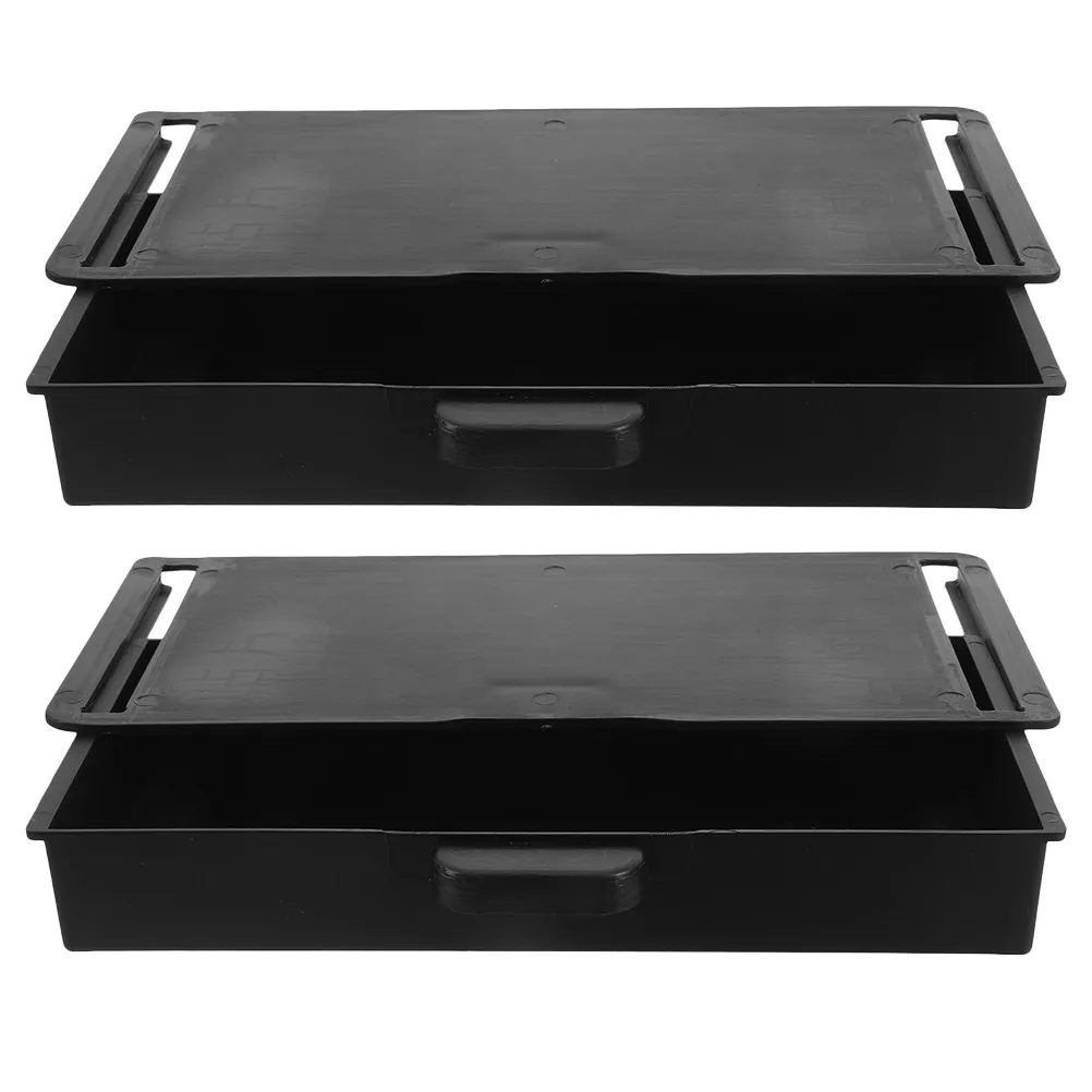 2Pcs Under Desk Storage Organizer Pull Out Drawer Adhesive Slide Out Cabinet Office Table Organizer for Desk Under Mounted Slide