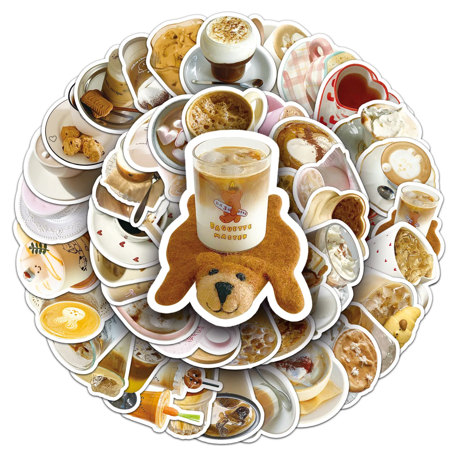 10/30/50PCS Coffee INS Style Food Brown Cartoon Sticker DIY Phone Laptop Luggage Skateboard Graffiti Decals Fun forToy