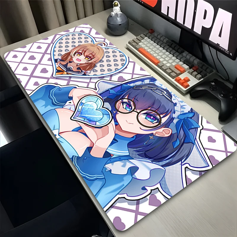 kawaii Anime Mouse Pad Hololive Ouro Kronii Large Gaming Pads Computer Accessories Cool Keyboard Pad Gamer Non-slip Mousepads