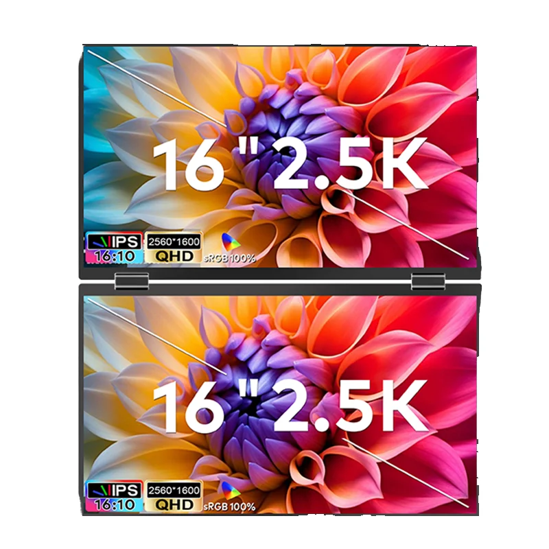 2.5K  16 INCH  2560*1600P  Dual QHD Gaming Stock Laptop Screen Extender Display IPS Triple  Foldable Portable
