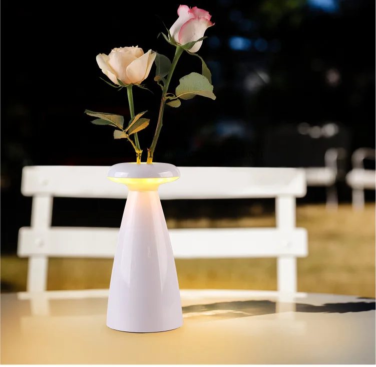 Jingdezhen handmade coarse pottery vase LED charging living room TV decorative cabinet bar light