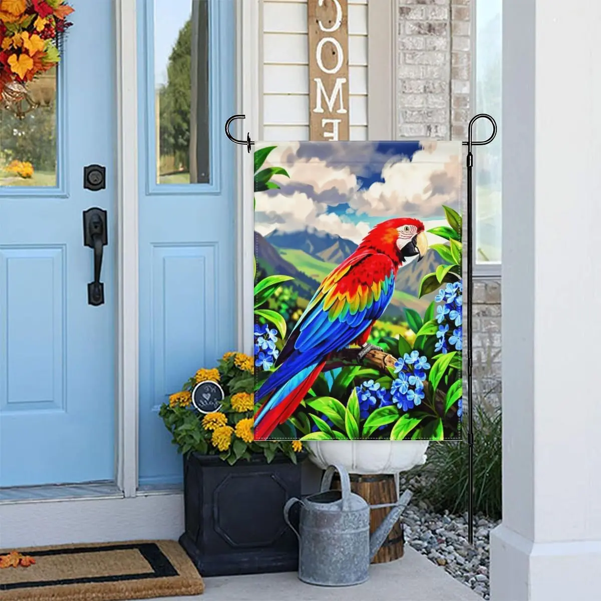 Scarlet Macaw Garden Flag 12x18 Inch Double Sided – Tropical Bird Jungle Parrot Lawn & Patio Outdoor Yard Decoration kkz