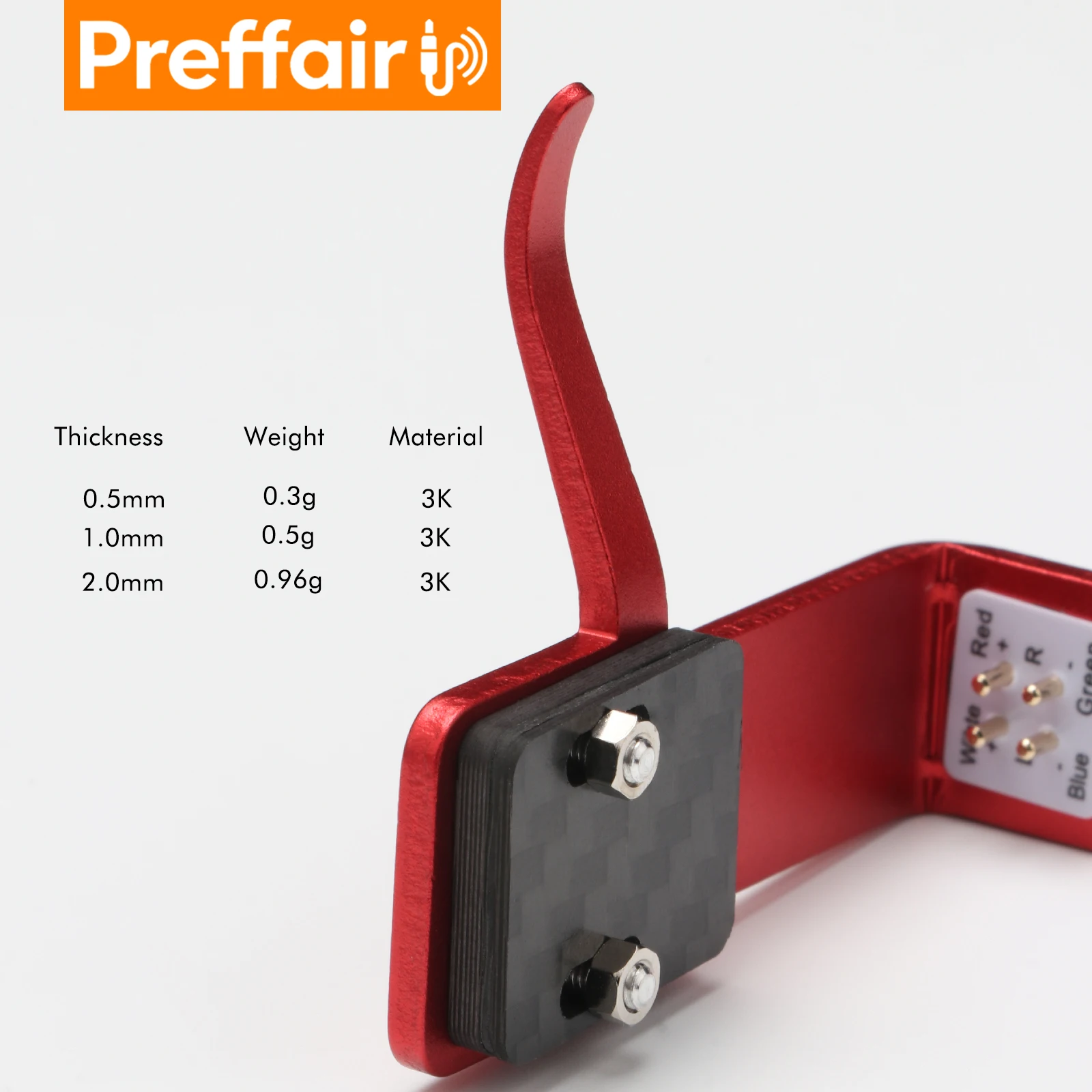 Preffair 3K Carbon Fiber Headshell Spacer – Precision VTA Adjustment & Vibration Damping 0.5/1.0/2.0mm