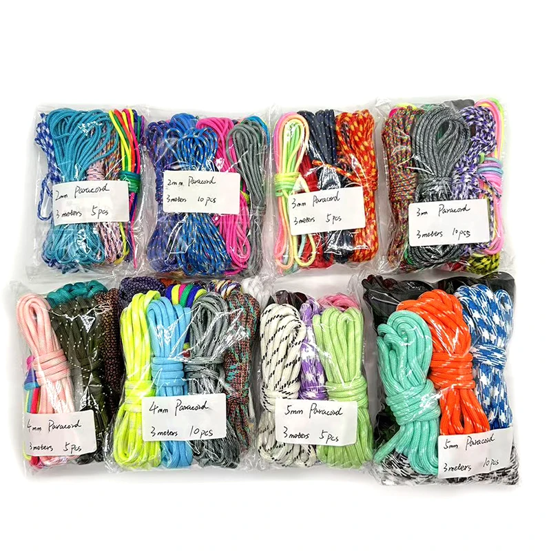 Paracord de 320 colores, 2mm/3mm/4mm/5mm, nuevos colores, cuerda de paracaídas de alta calidad, cuerda 550, accesorios de supervivencia para acampar