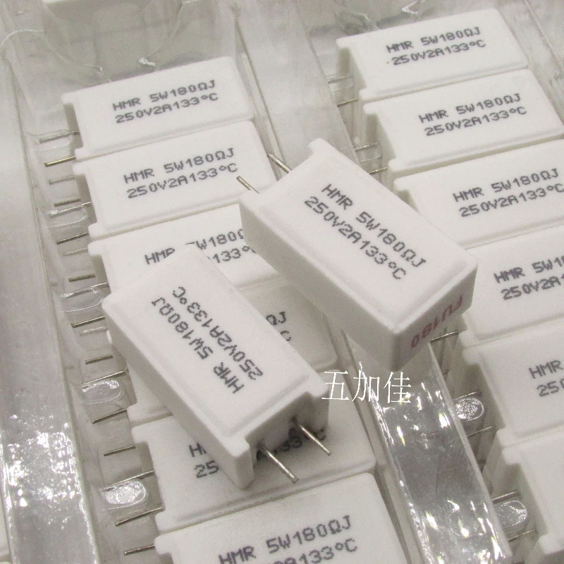 10pcs/5W 180R 133  2A RQR-FU5W180J imported cement resistor with temperature ceramic insurance