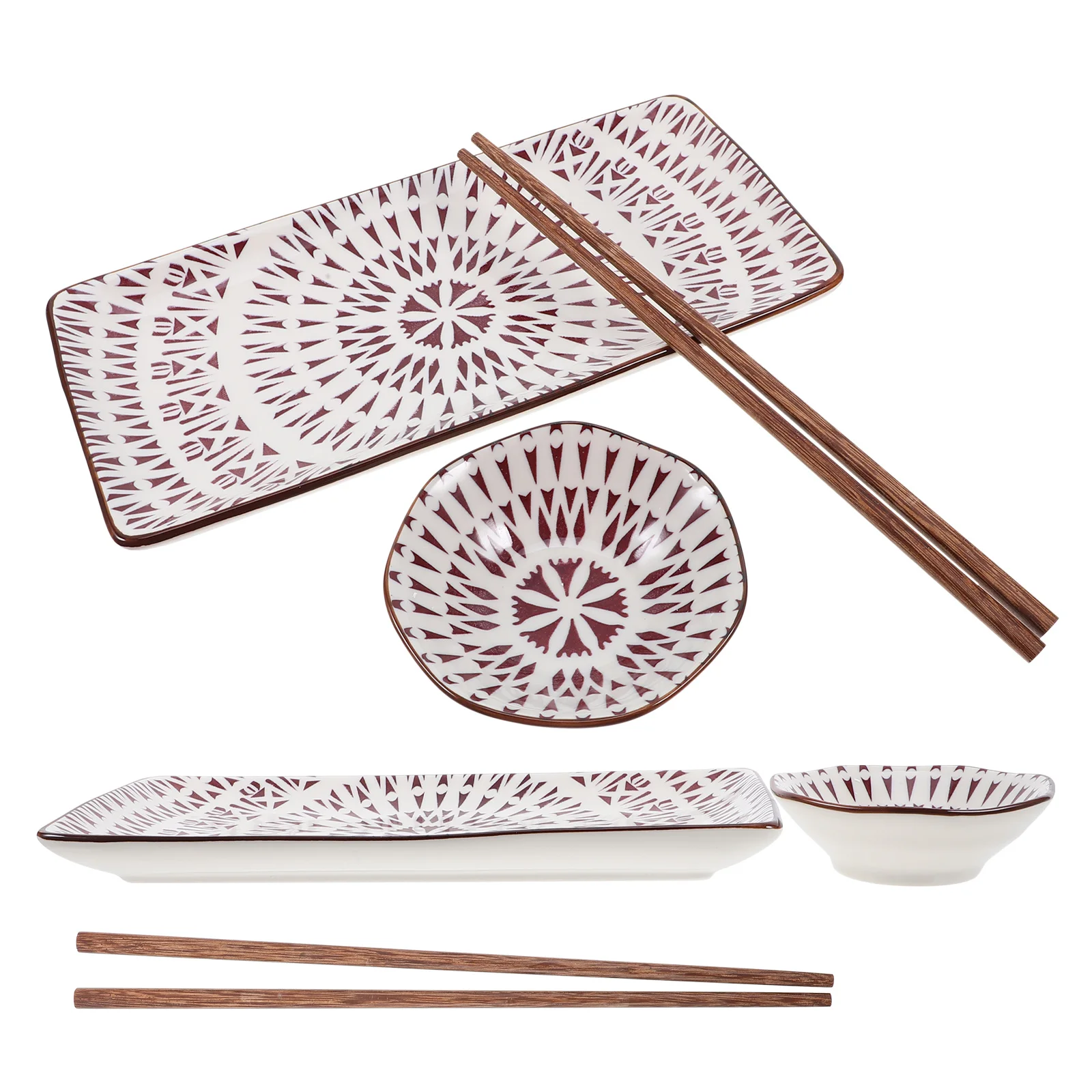 

2Sets Ceramic Sushi Plate Serving Dishes Stylish Food Display Platters for Family Party Restaurant Hotels Sushi Plate