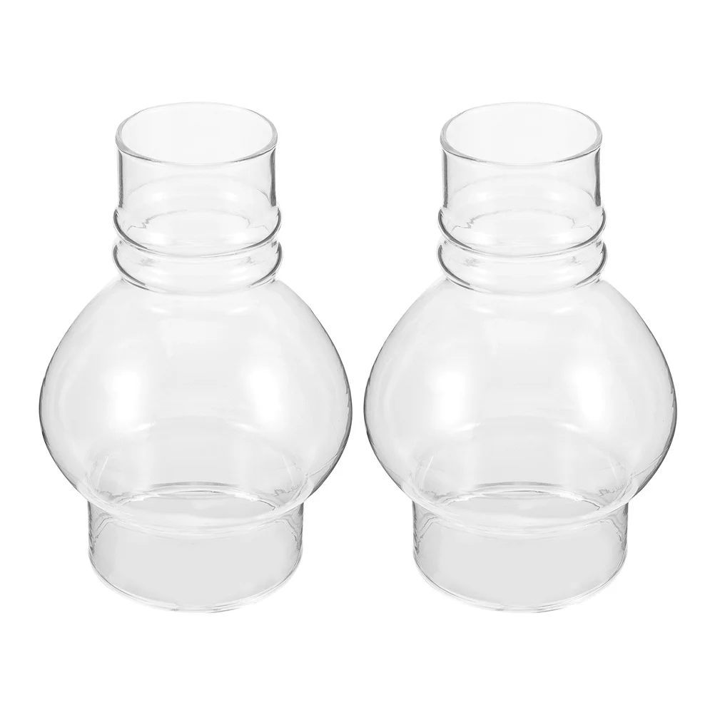 

2Pcs Glass Lamp Shade Round Oil Lamp Parts Perfect Fit for Lighting Needs Clear Chimney Replacement Oil Lampshade
