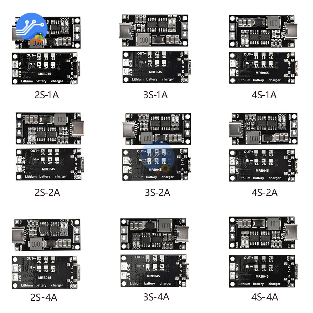 DIY 18650 21700 3.7V Lithium Battery Step-Up Boost LiPo Polymer Li-Ion Charger Multi-Cell 2S 3S 4S 5V Type-C To 8.4V 12.6V 16.8V