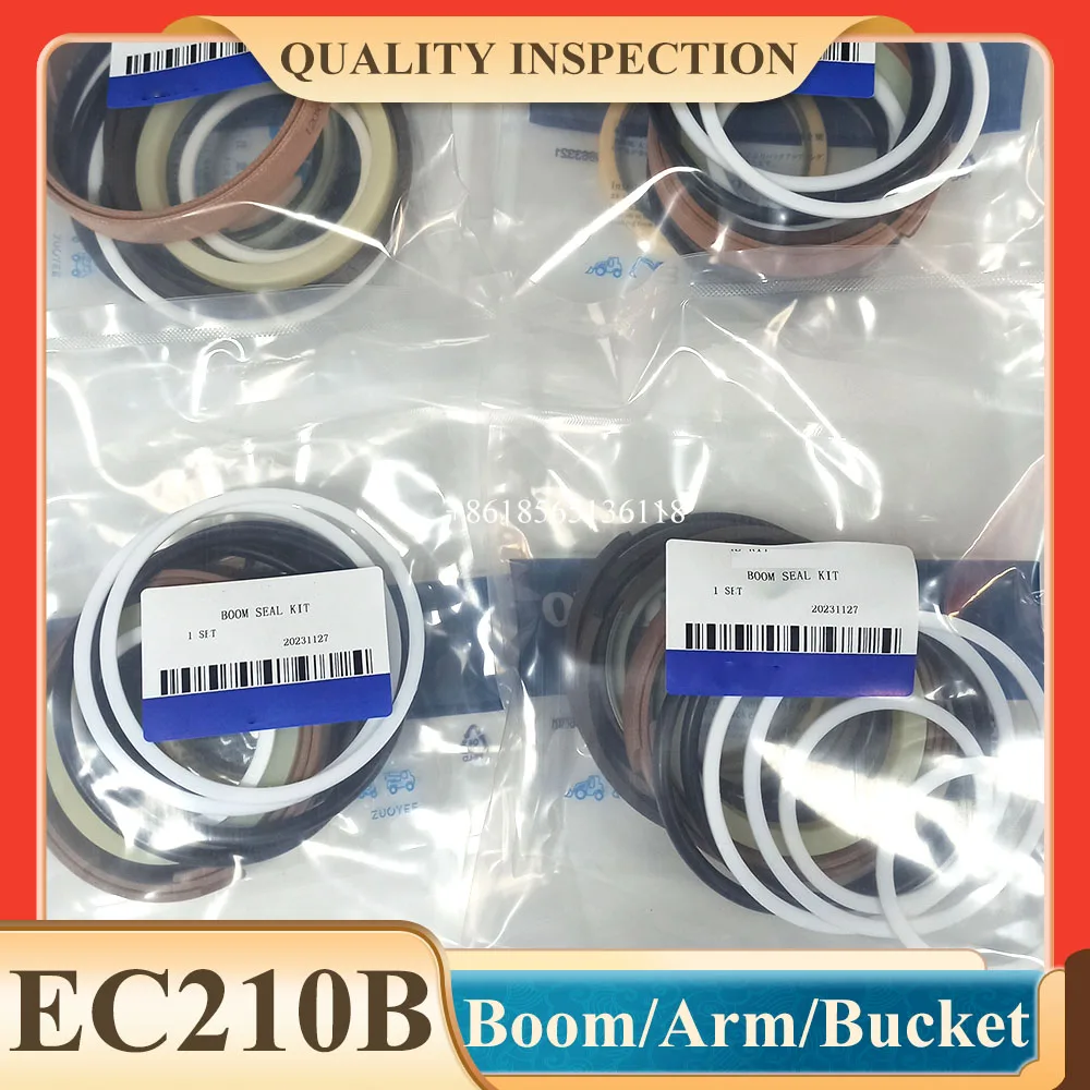 EC210B Boom Arm Bucket Seal Kit for Excavator Hydraulic Cylinder Oil Seal Repair Kit