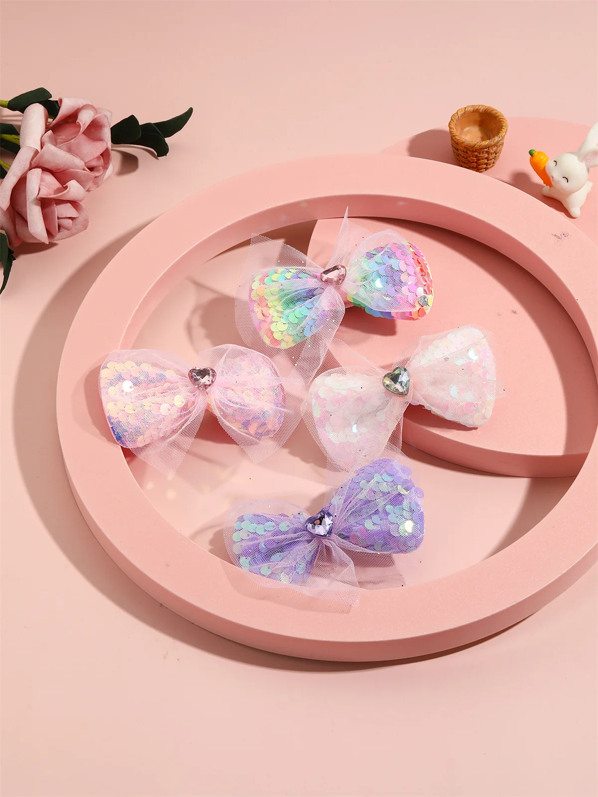 1PCS Glitter Heart Hair Bows for Girls - Sweet Colorful Toddler Hair Barrettes, Baby & Teen Party Hairpins Hair Accessories