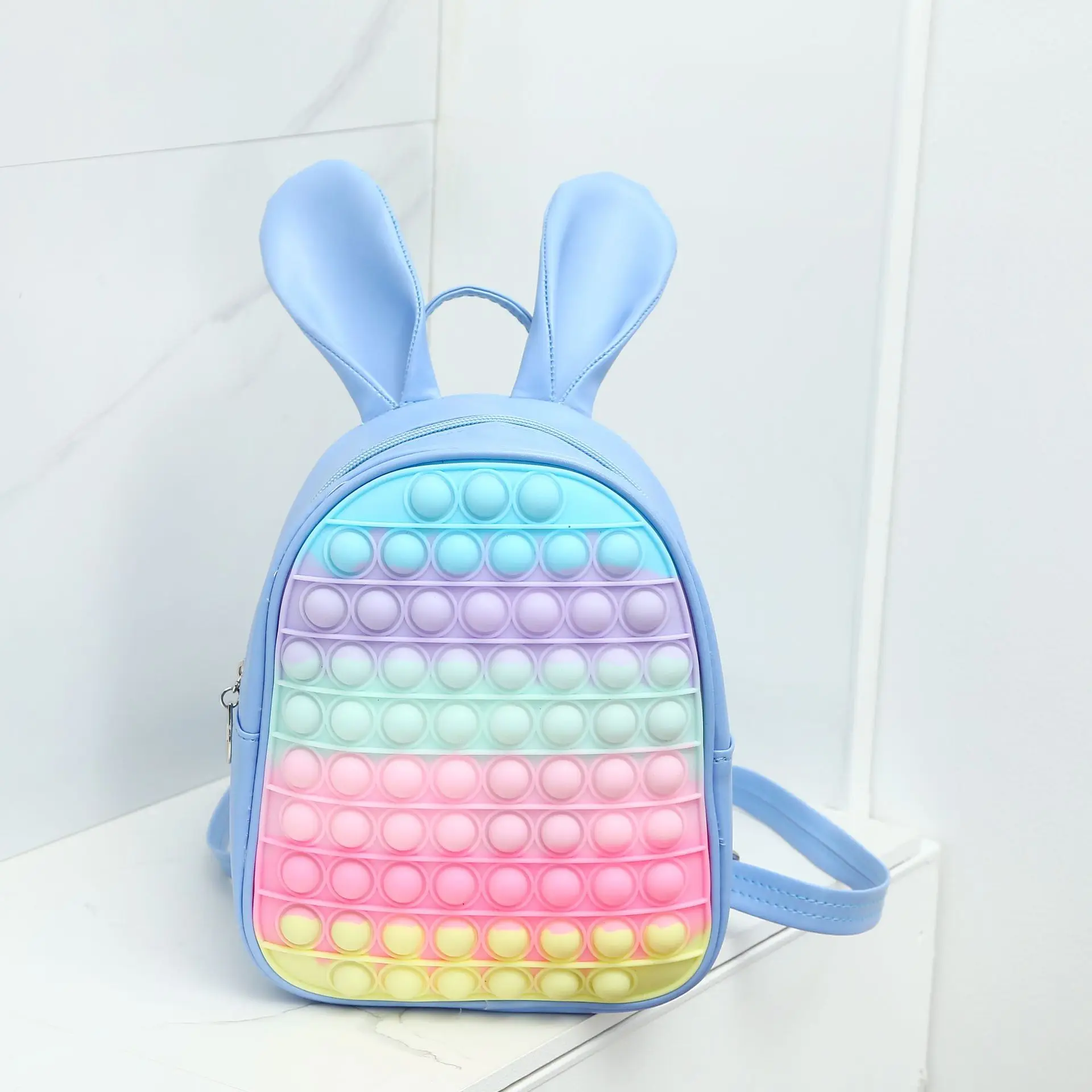 Pop Its Children Silicone PU Cute Rabbit Ears Backpacks New Princess Girls Lovely Fashion Small School Bags Hot