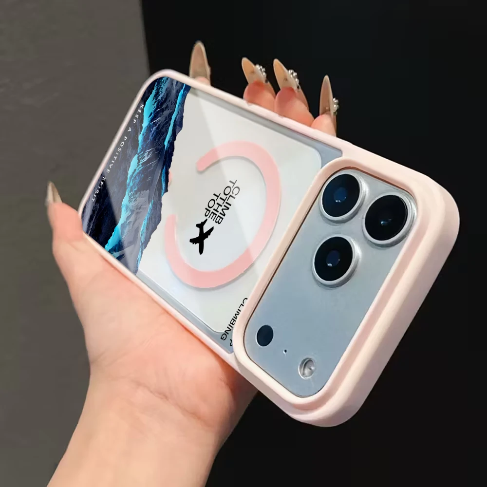 Mountain Aircraft Transparente Hülle für Magsafe iPhone 15 16 Pro Max 17 14 11 13 12 Pro Max Plus Hülle Magnetisches Kabelloses Laden Coque – Detail 10