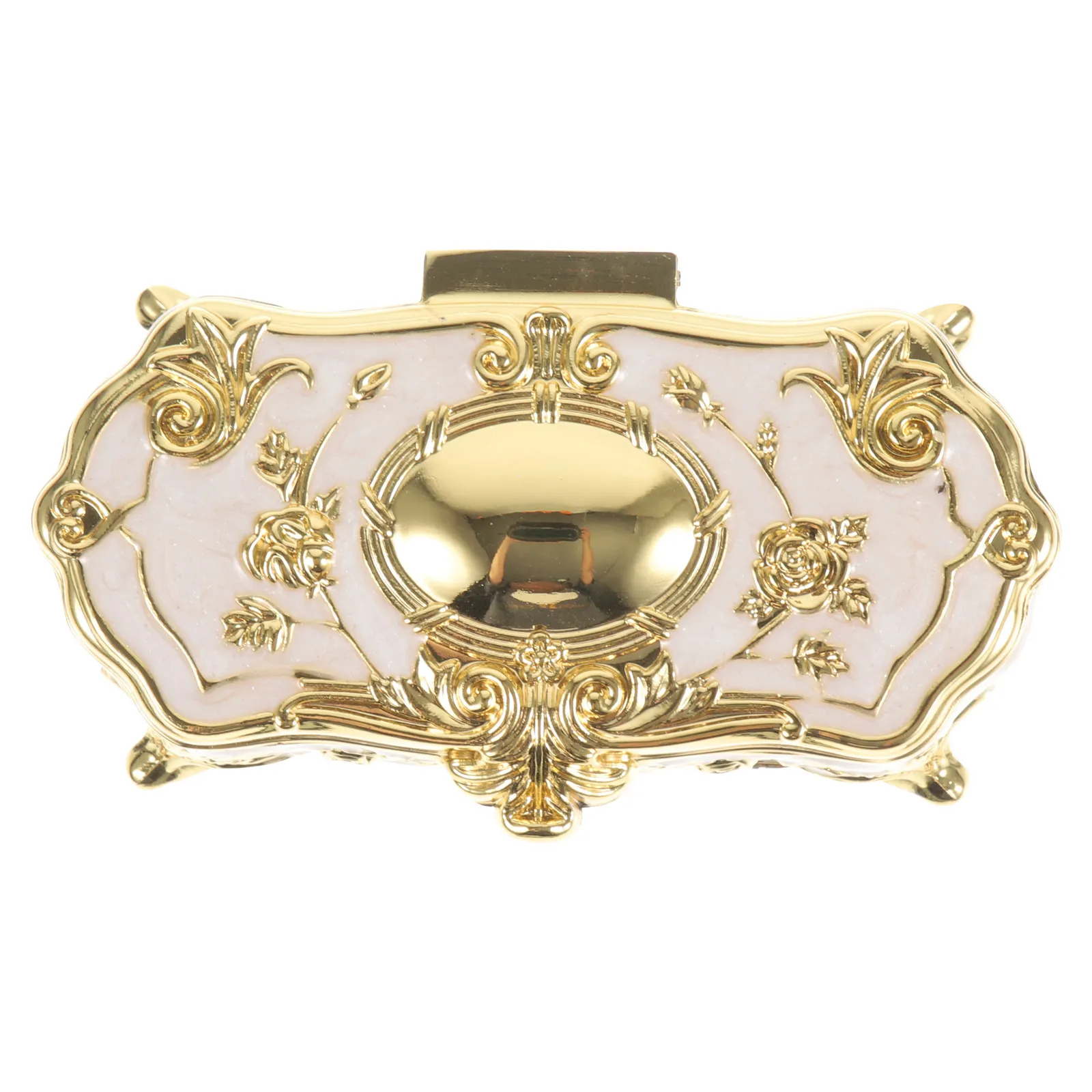 

Alloy Jewelry Box Embossed Floral Design Exquisite Trinket Organizer for Jewelry Storage Gift Wrapping Desktop Adornment Home