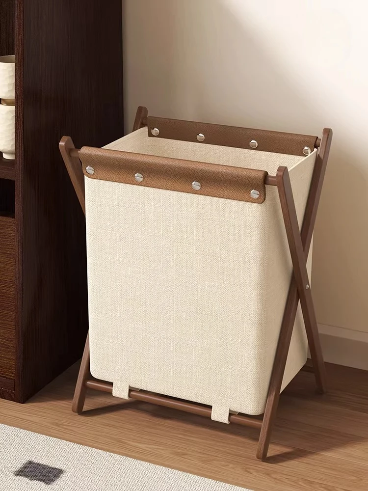 

Foldable dirty clothes basket High value light luxury dirty clothes storage basket Solid wood dirty clothes basket Household