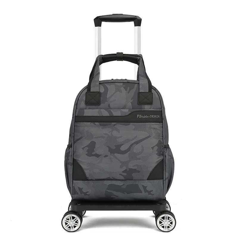  Lightweight Carry-On Bag with Pull Rod Short Trip Travel Bag Universal Wheel Luggage for Air Travel Oxford Cloth Handbag