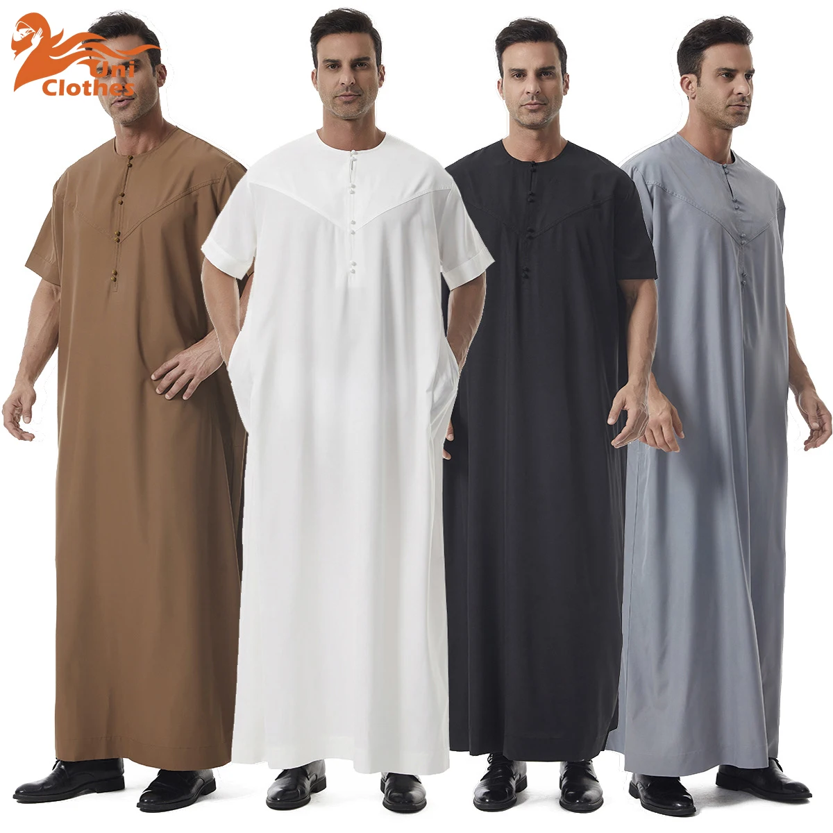 New Thawb Thoub Muslim Men Thobe Islamic Abaya Daffah Robe Dress Saudi Style Robe Arabic Dubai Kaftan Middle East