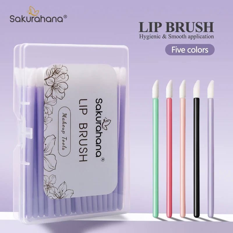 SAKURAHANA 50Pcs Lippen Pinsel Wimpern Individuelle Entfernen Reinigung Mascara Applikator Lippen Pinsel Lippenstift Make-Up Schönheit Werkzeug
