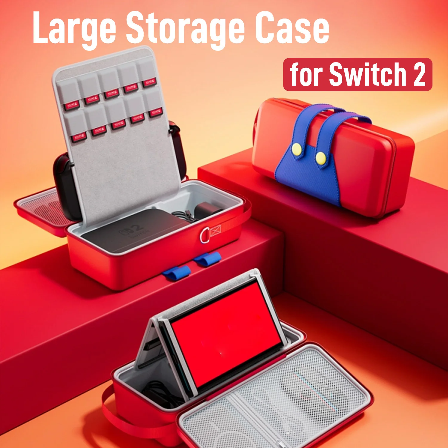 All in One for 2025 Switch 2 Large Storage Case Accessories Hard Carrying Hand Bag for Switch 2 Waterproof EVA Shell Cover