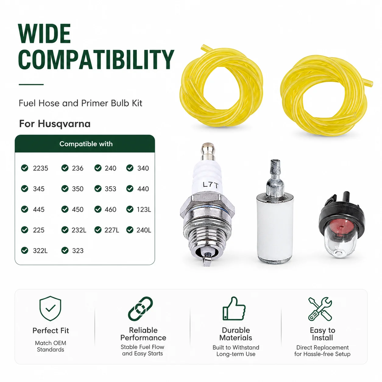 Fuel Line Tune Up Kit Spark Plug Primer Bulb Fuel Filter For Husqvarna 2235 236 240 340 345 350 353 440 445 450 460 123L Parts