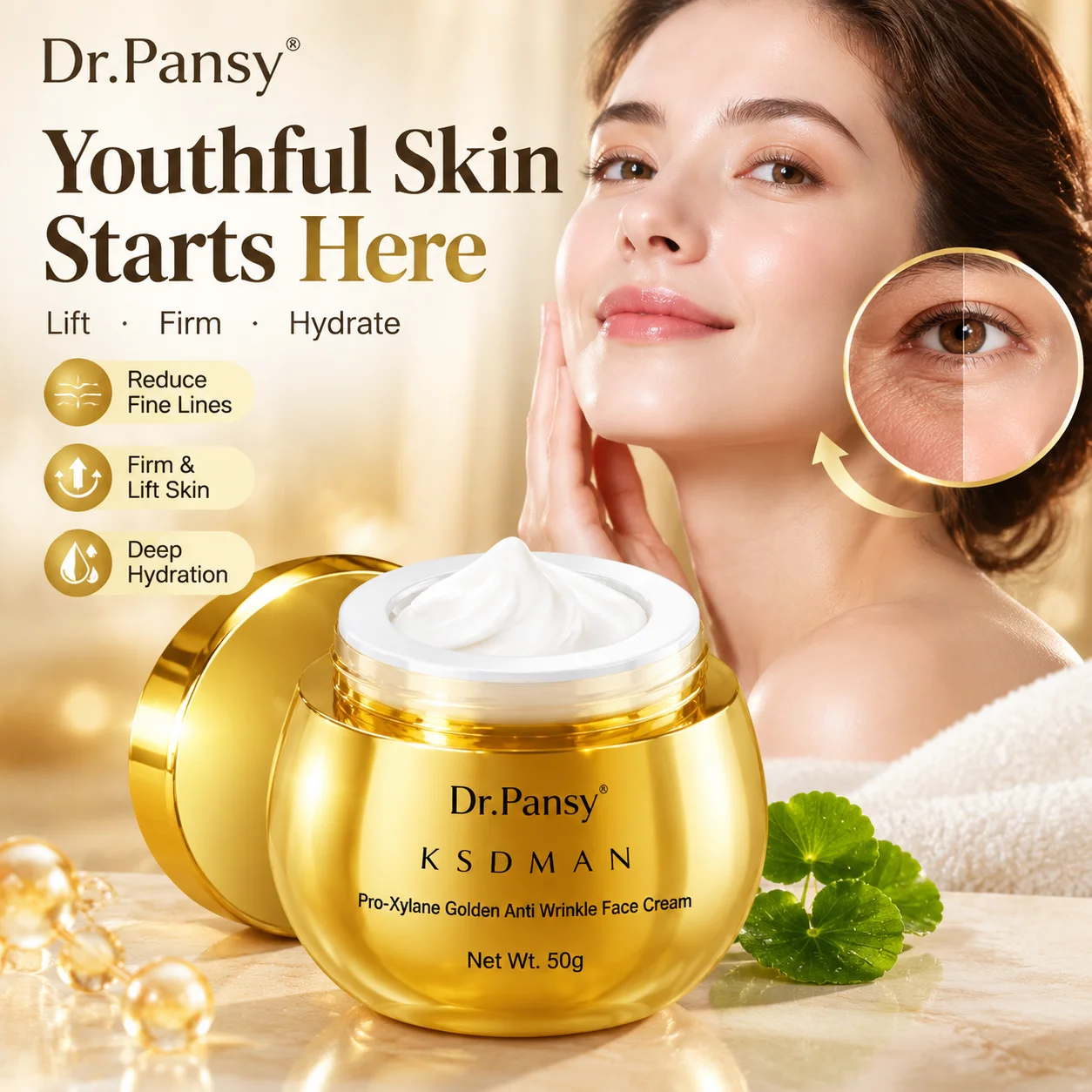 Pro-Xylane Golden Anti-Wrinkle Face Cream 50g Firming Brightening Smooth Skin 3