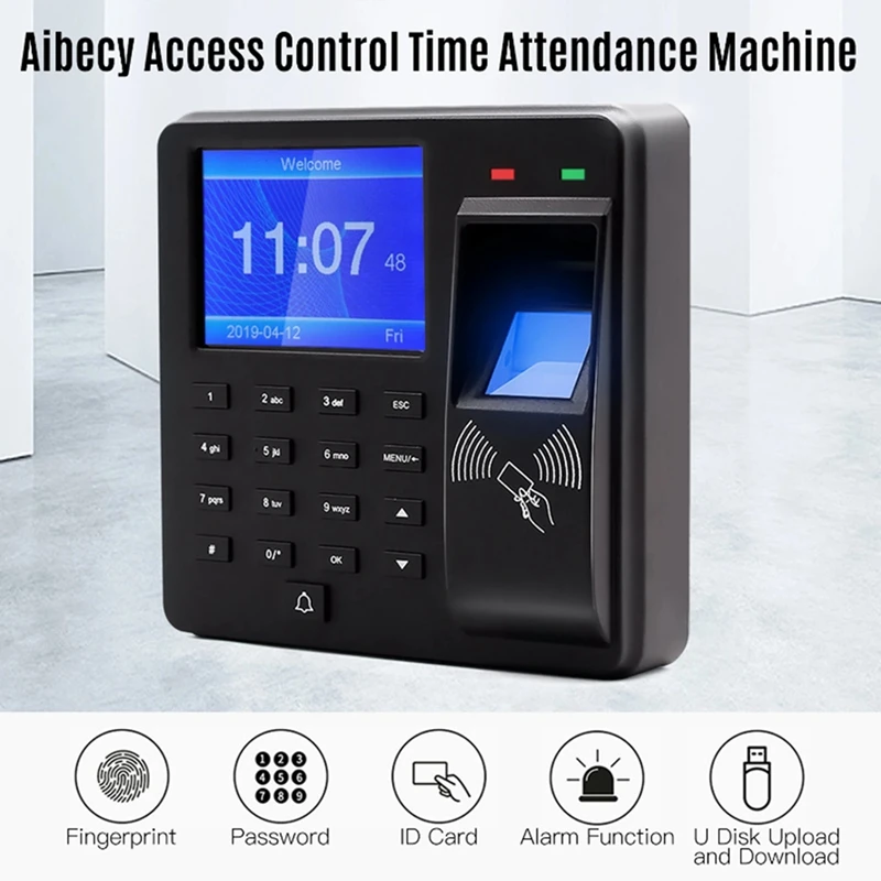 Access Control Attendance Machine Fingerprint/Password/ID Card Identification With 2.4-Inch Screen Employee Recorder Easy To Use