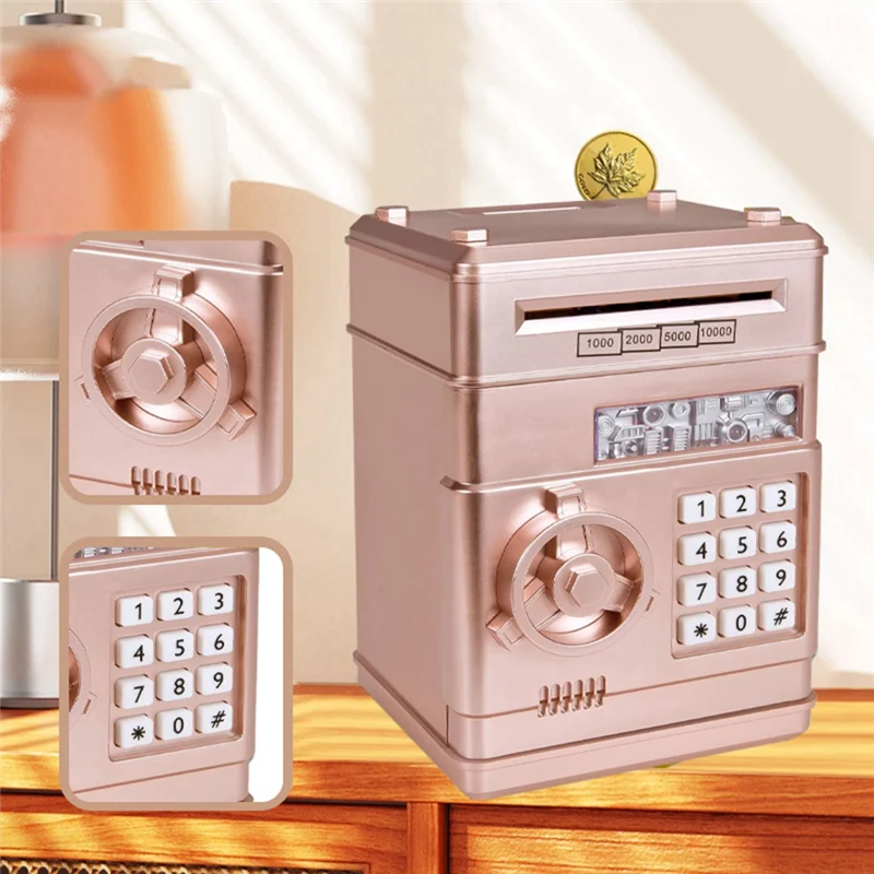 AS95-Automatisches Mini-Safe-Sparschwein – Münzbank mit Passwortsperre und Bargeldspartheke, ideales Geschenk für Kinder