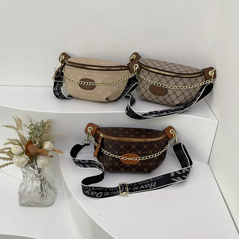 Luxury Chain Waist Bags For Women Classics Chest Bag PU Leather Shoulder Crossbody Bag New Fashion Phone Purse Ladies Fanny Pack