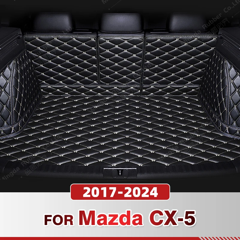 Auto Full Coverage Trunk Mat For Mazda CX-5 2017-2024 23 22 21 20 19 18 Car Boot Cover Pad Interior Protector Accessories