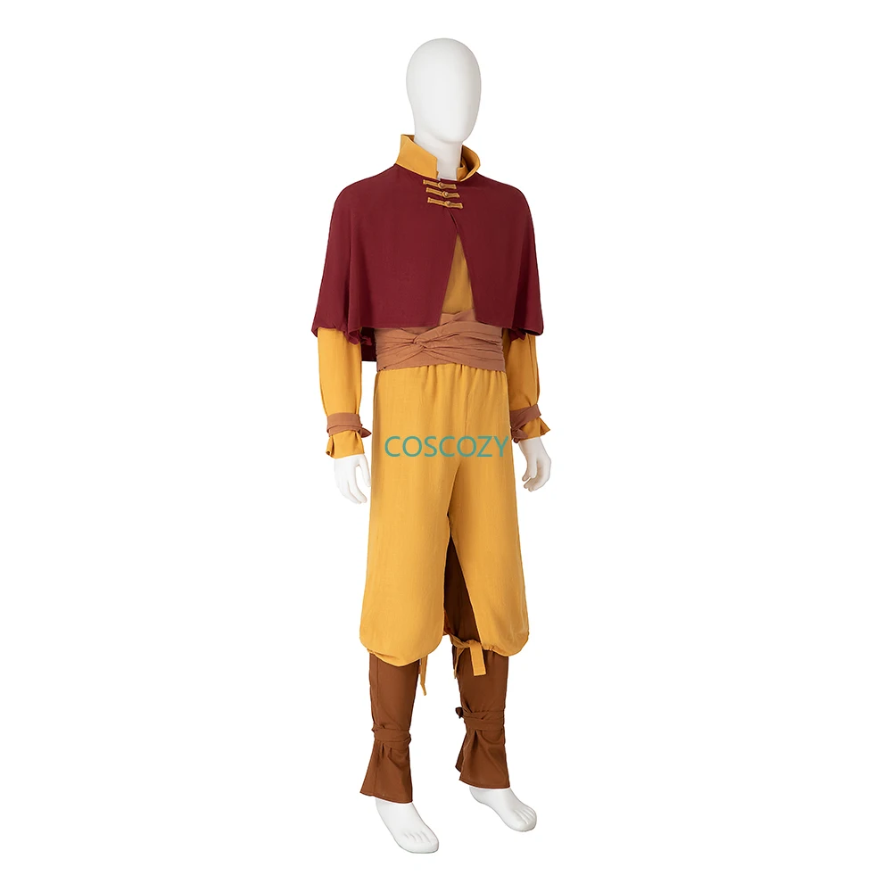 Aang Cosplay Costume Red Cloak Top Pants Shoes Last Cosplay Airbender Fantasia Disguise Halloween Carnival Party Clothing Set