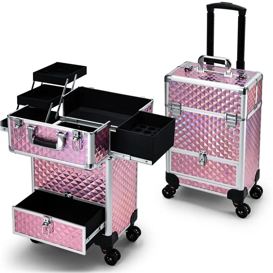 

Makeup Case with Drawer Cosmetology Case on Wheels Makeup Trolley Sliding Drawer Makeup Travel Case for Esthetician, Mobile Styl