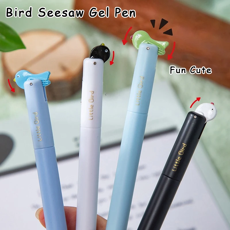 

4 Pack Fun Cute Bird Seesaw Gel Pen 0.5mm Creative Press Bird Tail Mechanism for School Office Writing