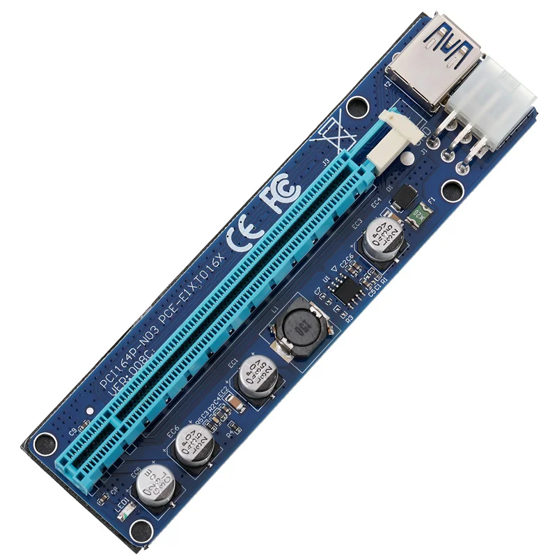 GPU Riser 008C Narrow Board PCIe X1 to X16 Graphics Card Extension Kit with USB 3.0 Cable and 6-Pin Power for Mining Rigs