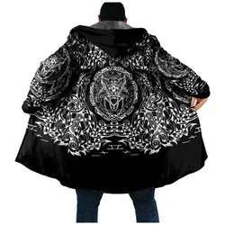 Men's Winter Zipper Hoodies Coat Casual for Men Thicken Warm Jackets Skull Print Hooded Cardigan Long Clothing