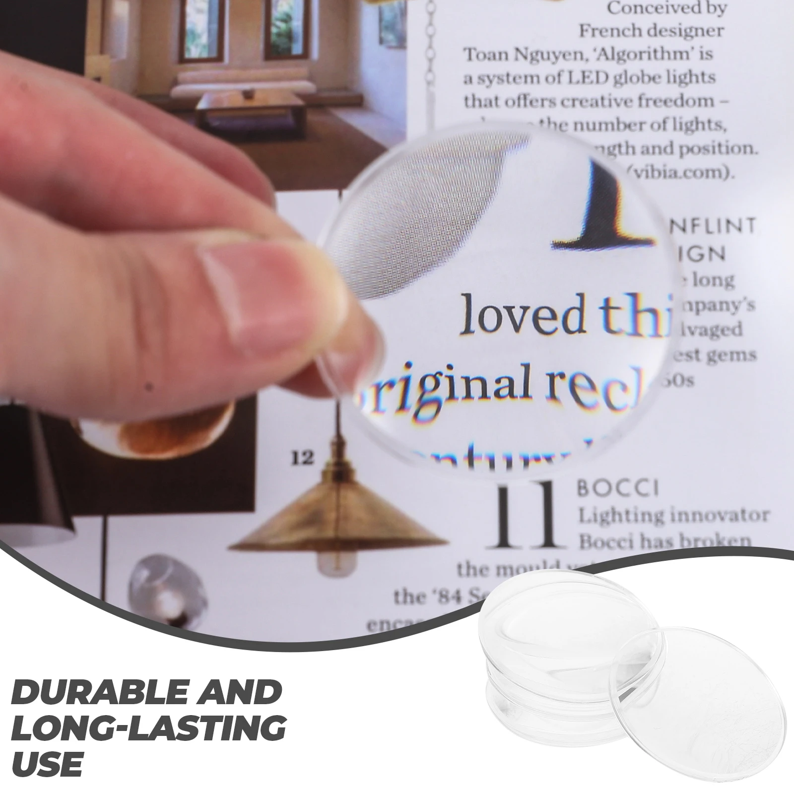 

6pcs Biconvex Magnifying Glasses 42mm Transparent Optical Biconvex Lens Physics Teaching Tools for Experiment Learning