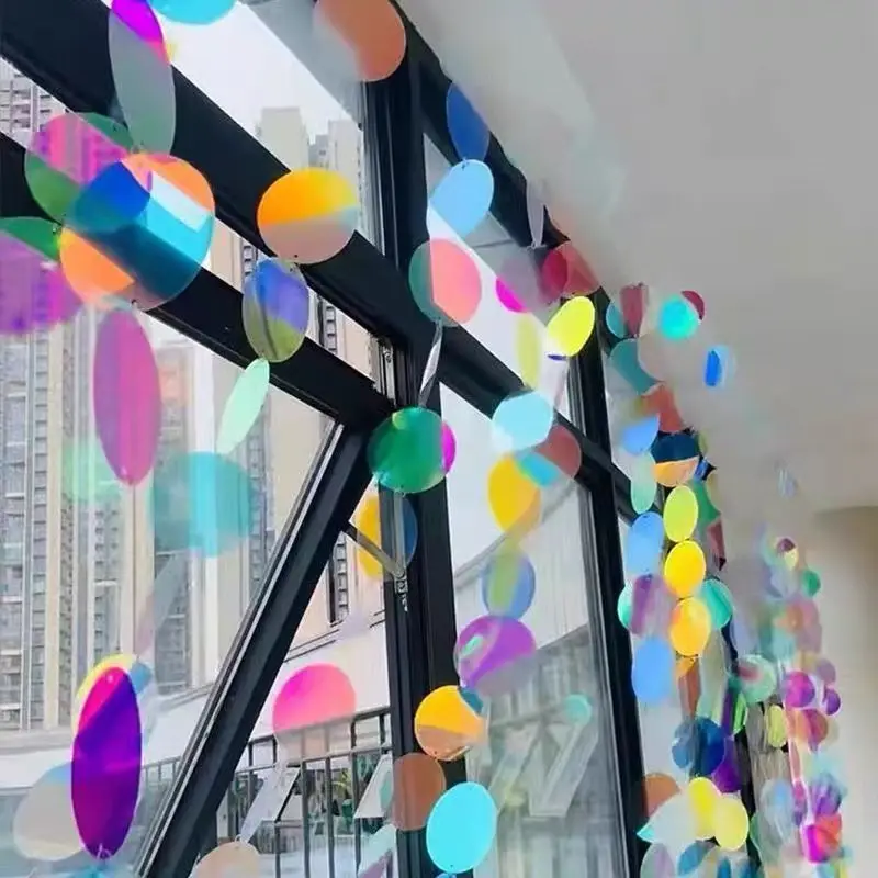 Square Circular Colorful Acrylic Board With 2 Holes, Curtain Decoration, Party Decoration Hanging Curtain, Refractive Plate