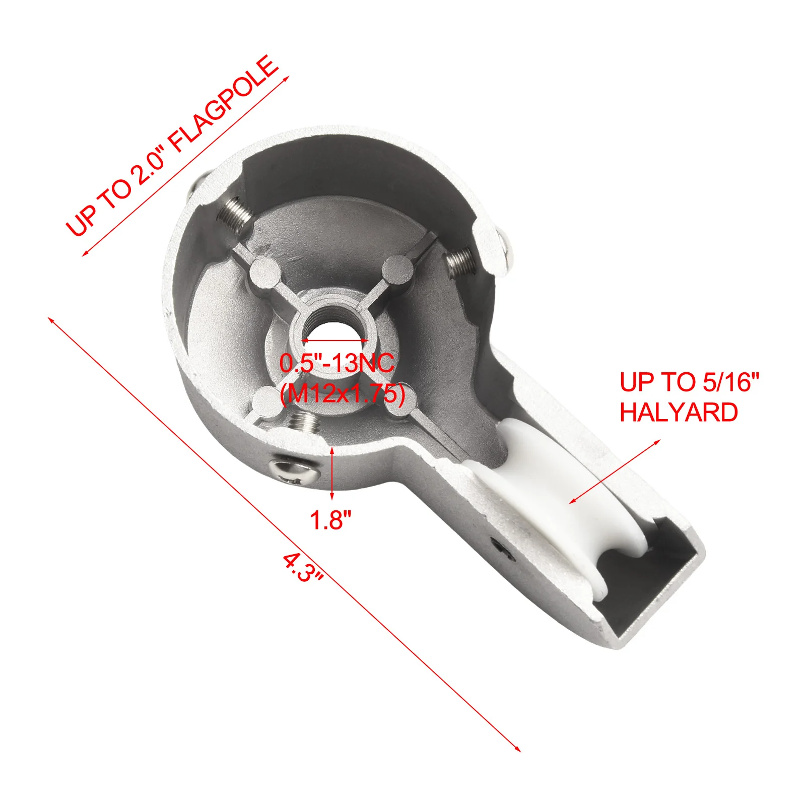 Aluminum Flag Pole Flagpole Truck Recessed Screws 1pc 2 Inch Alloy 110mm*60mm*50mm Accepts 1/4\