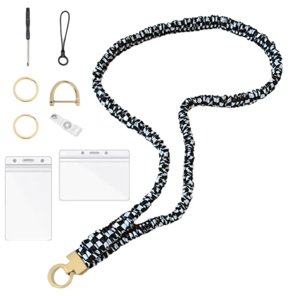Safety Breakaway Buckle ID Badge Lanyard Adjustable Elastic Material Waterproof ID Card Holders Retractable Lanyard Set