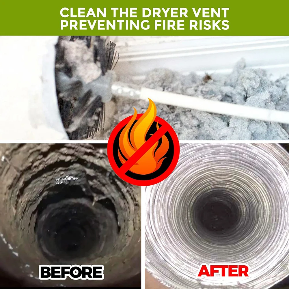 Chimney Brush Set with Long Handle Rods Extendable Dryer Vent Cleaner 100/150mm Brush Head Fireplace Inner Wall Cleaning Tools