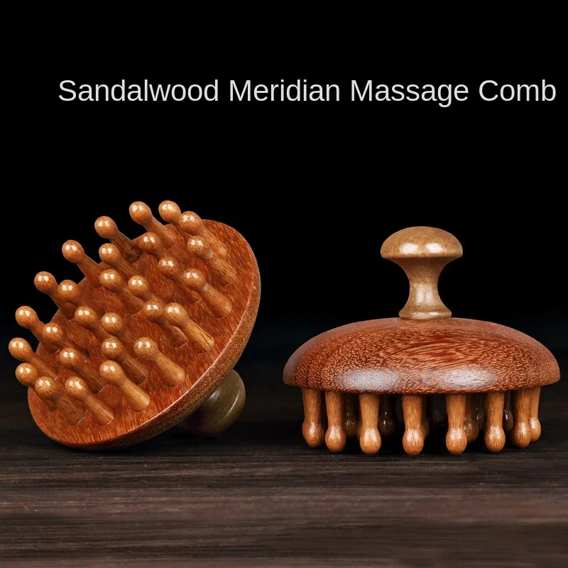 Multi-Functional Wood Therapy Massage Comb Scalp Head Massager Natural Sandalwood Circular Tooth Guasha Scraping Body Massager