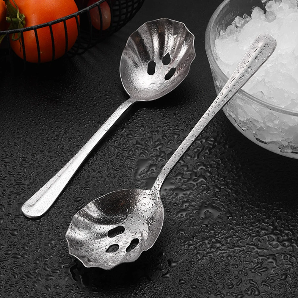 

2Pcs Stainless Steel Slotted Spoon Portable Ice Strainer Small erSpoons for Kitchen BarTools Reusable Serving Utensils