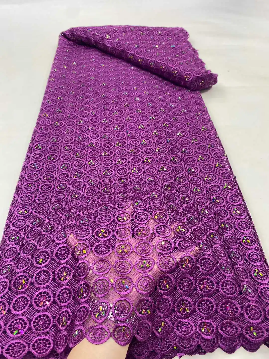 Kain Guipure Afrika 2025 Kain Jaring Prancis Bordir Jahit Dengan Batu Kain Tulle Jala Nigeria Gaun 5 Yard