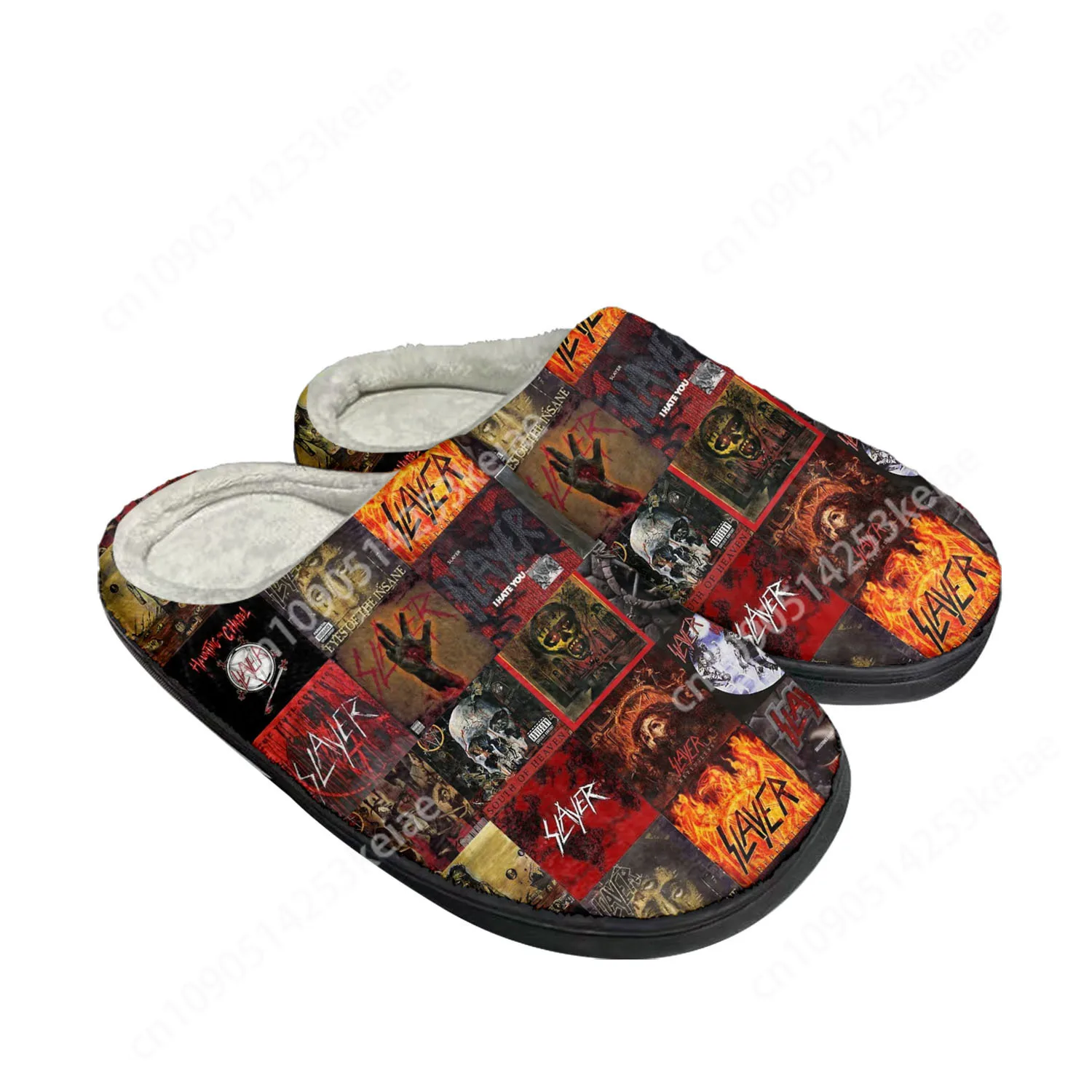 Slayer Heavy Metal Rock Band Home Cotton Custom Slippers Mens Womens Sandals Plush Bedroom Casual Keep Warm Shoe Thermal Slipper