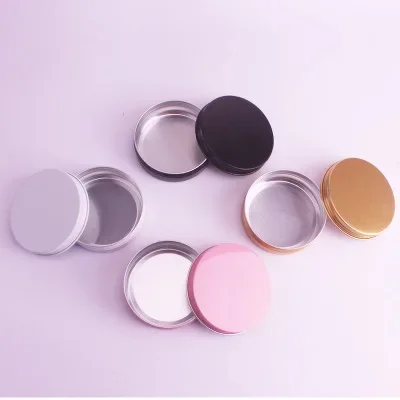 

whosesale high quality Black Aluminum Lotion Jar Refillable Cosmetic Cream Container Empty Batom Wax Bottles Screw Cap Tins