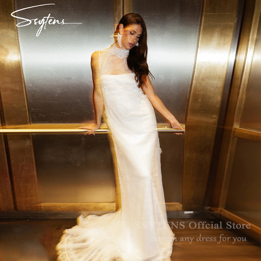SSYTENS vestidos de novia de encaje simples personalizados vestido de novia sin mangas vestidos de novia sin espalda exquisito vestido de noche nupcial