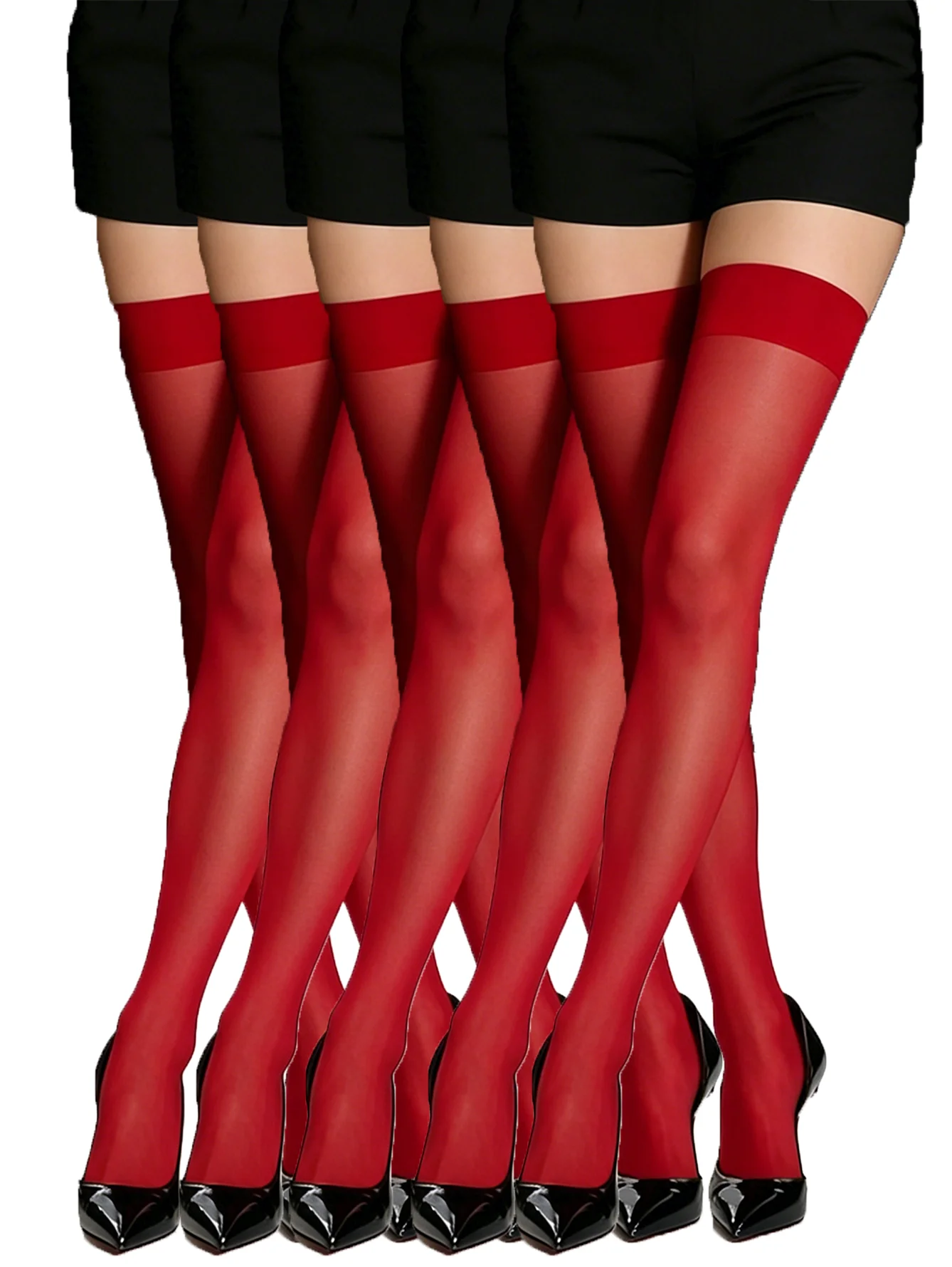1/3/5 Paar Damen-Overknee-Strümpfe, transparent, 5 Farben, blickdichter Rand, für Partys